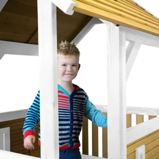 Pumba Spielturm Braun/Weiß - Lindgrüne Rutsche