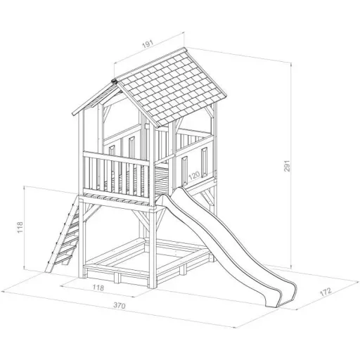 Pumba Spielturm Braun/Weiß - Lindgrüne Rutsche