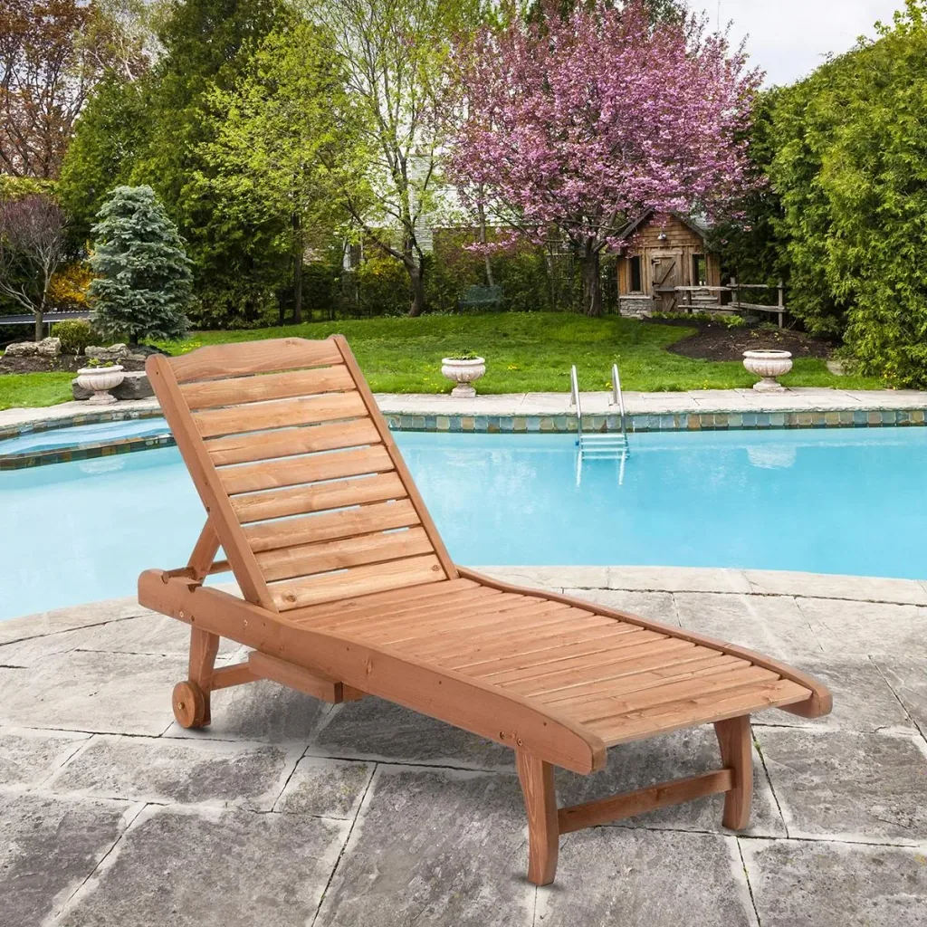 Sonnenliege Mobile Gartenliege Liegestuhl Strand Liege Tannenholz Braunrot
