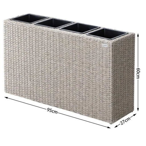 Polyrattan Pflanzgefäß creme 95x27x60cm