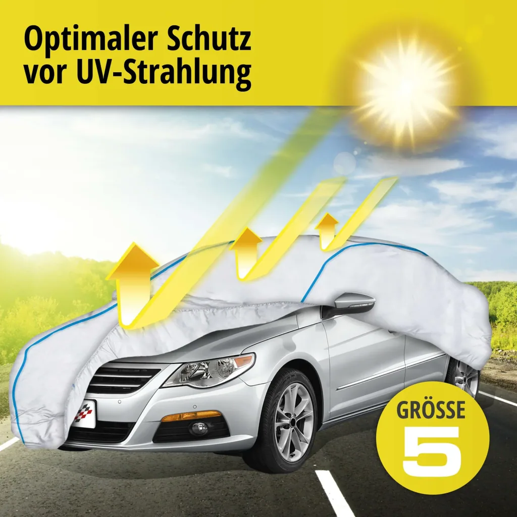 Autoabdeckplane Sun Reflect - Größe 5 - 452x176x145cm - 112g/m² - PES beschichtet