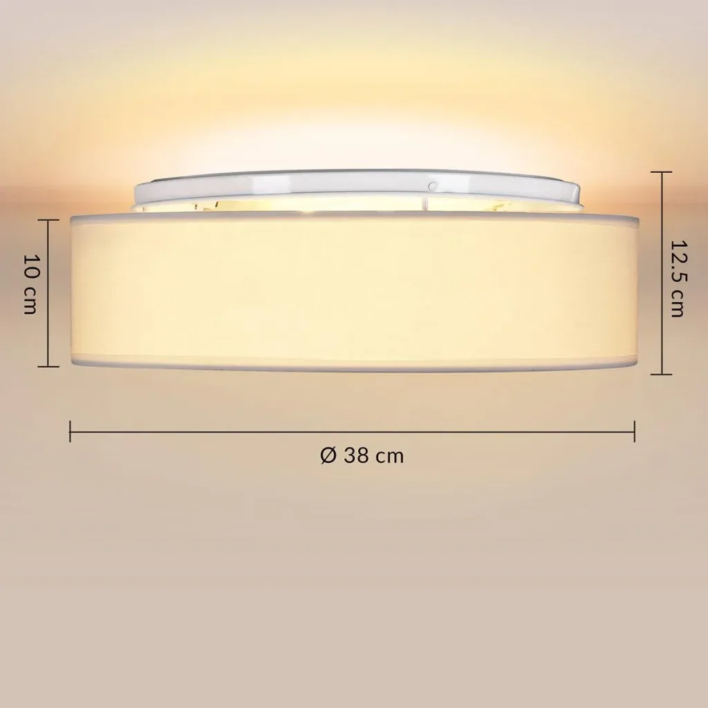 Deckenleuchte - Weiß - Stoff - Ø38cm