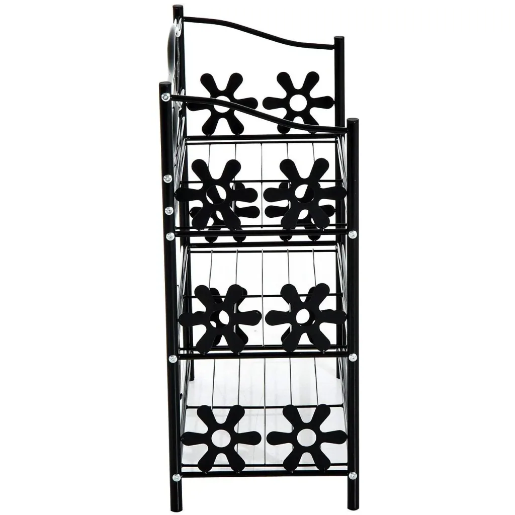 Schuhregal Metallregal Pflanzenständer Schuhablage Standregal 3 Etagen Metall Schwarz 59 x 29,8 x 72 cm