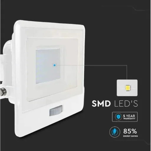 VT-138S LED-Flutlicht mit Sensor - 30 W - 2340 Lm - 3000K - Weiß