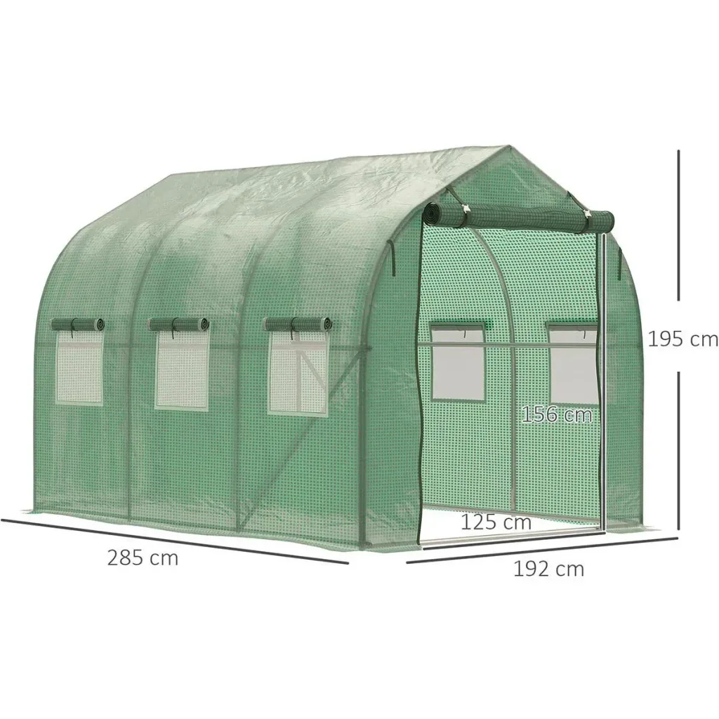 Foliengewächshaus begehbares Polytunnel 3 x 2 m Gewächshaus Treibhaus Frostschutz Stahlrohr Dunkelgrün