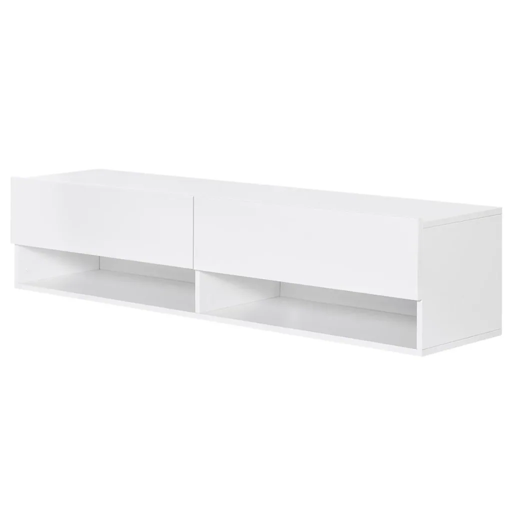 TV Schrank, Hängeschrank, Wandschrank, TV-Kommode, Lowboard, Moderner Fernsehtisch mit Klappfächer und Offene Regale, Sp