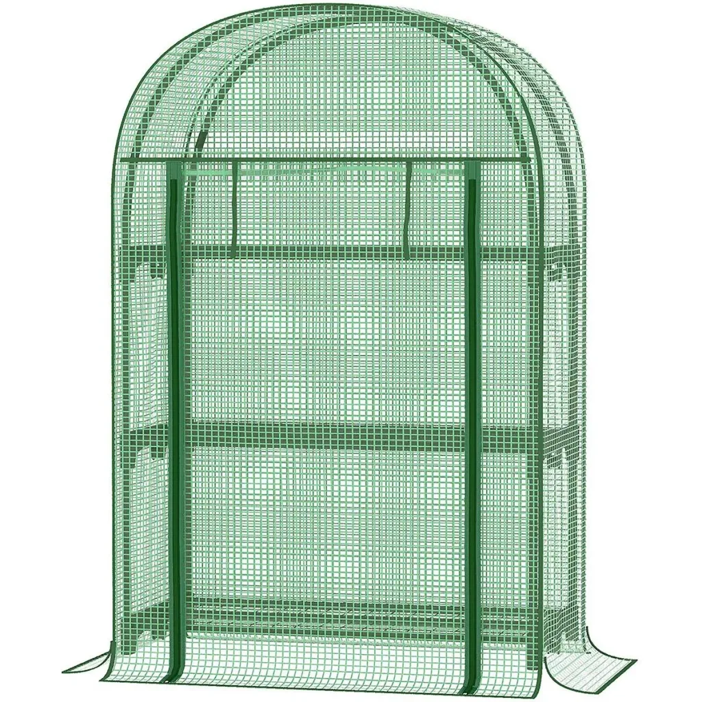 Foliengewächshaus Balkon mit 3 Regalen Mini-Gewächshaus Tomatenhaus Pflanzenhaus Frühbeet Metall grün 80 x 49 x 120 cm