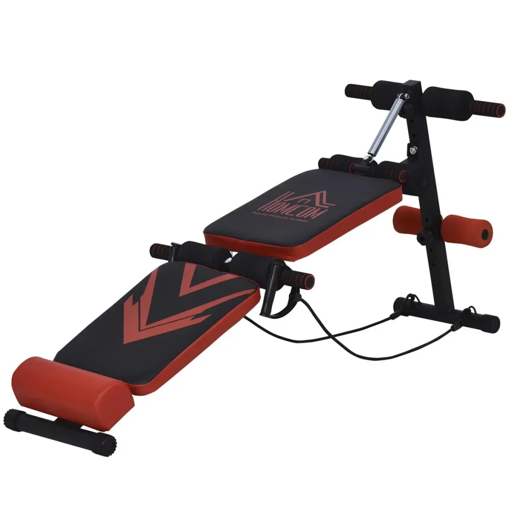 Sit Up Bank Bauchtrainer mit Trainingsseile Trainingsbank Multifunktion Verstellbar&klappbar 120 kg Belastbarkeit Stahl