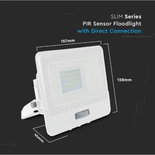 VT-128S LED-Flutlicht mit Sensor - 20 W - 1510 Lm - 4000K - Weiß