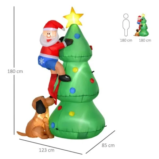 Aufblasbarer Weihnachtsbaum mit Weihnachtsmann und dem Hund 180 cm