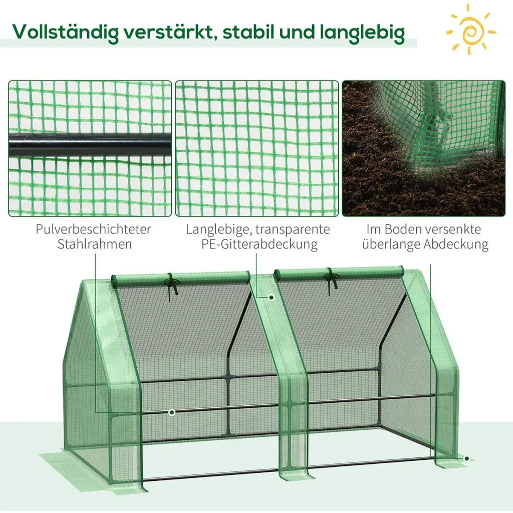 Gewächshaus Treibhaus Tomatenhaus Frühbeet 180 x 90 x 90 cm Grün