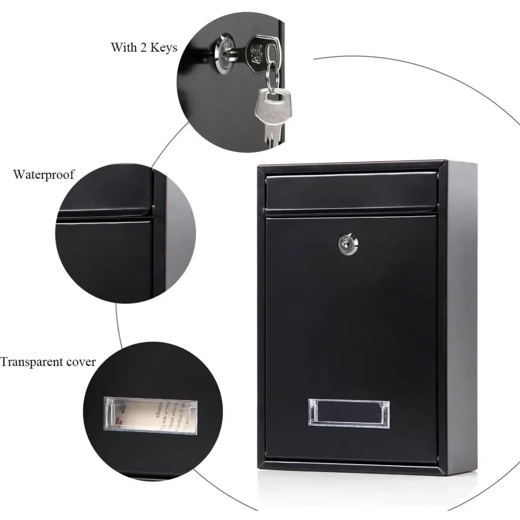 Briefkasten mit 2 Tasten - schwarz - 360x260x80 mm