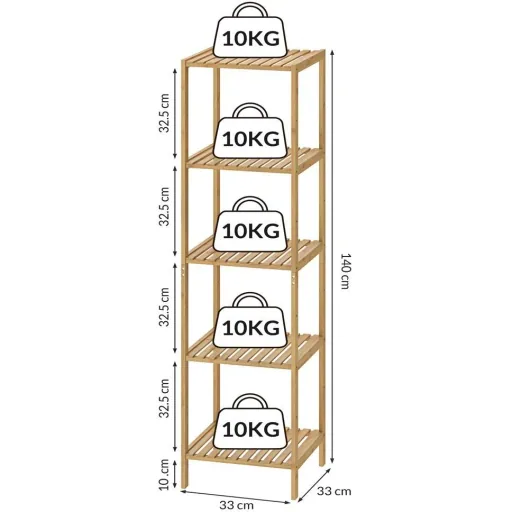 Stehendes Bad / Wohnzimmer Schrank Bambus 140x33x33cm Zeitlos Hochwertig