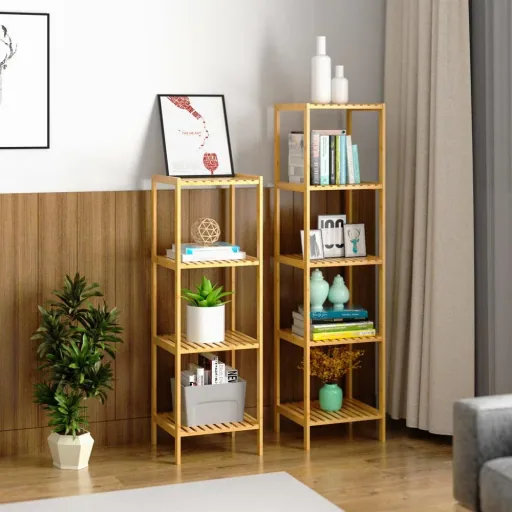 Stehendes Bad / Wohnzimmer Schrank Bambus 140x33x33cm Zeitlos Hochwertig
