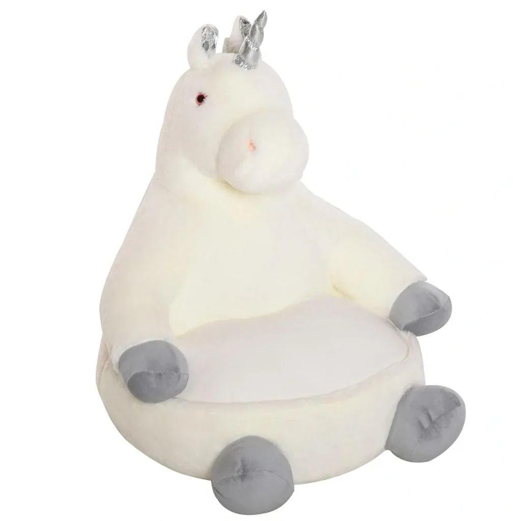 Plüsch-Kindersessel Plüschtier Kinderstuhl Sofa Einhorn für Spielzimmer Kinderzimmer für 18-36 Monaten Weiß 59 x 50 x 68