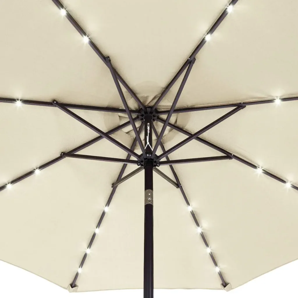 Sonnenschirm Maïmi mit LED-Beleuchtung, kippbar, cremefarben - Ø 2,7m