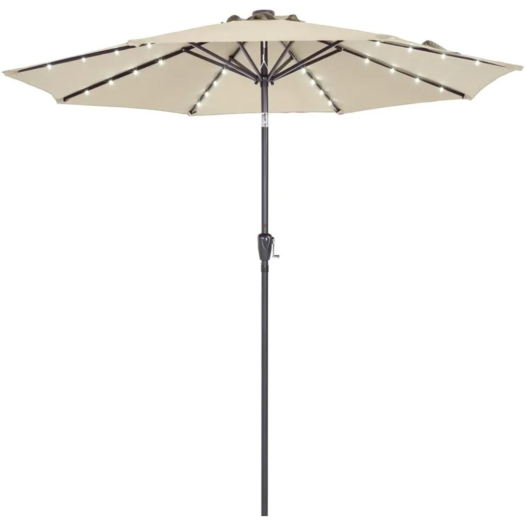 Sonnenschirm Maïmi mit LED-Beleuchtung, kippbar, cremefarben - Ø 2,7m