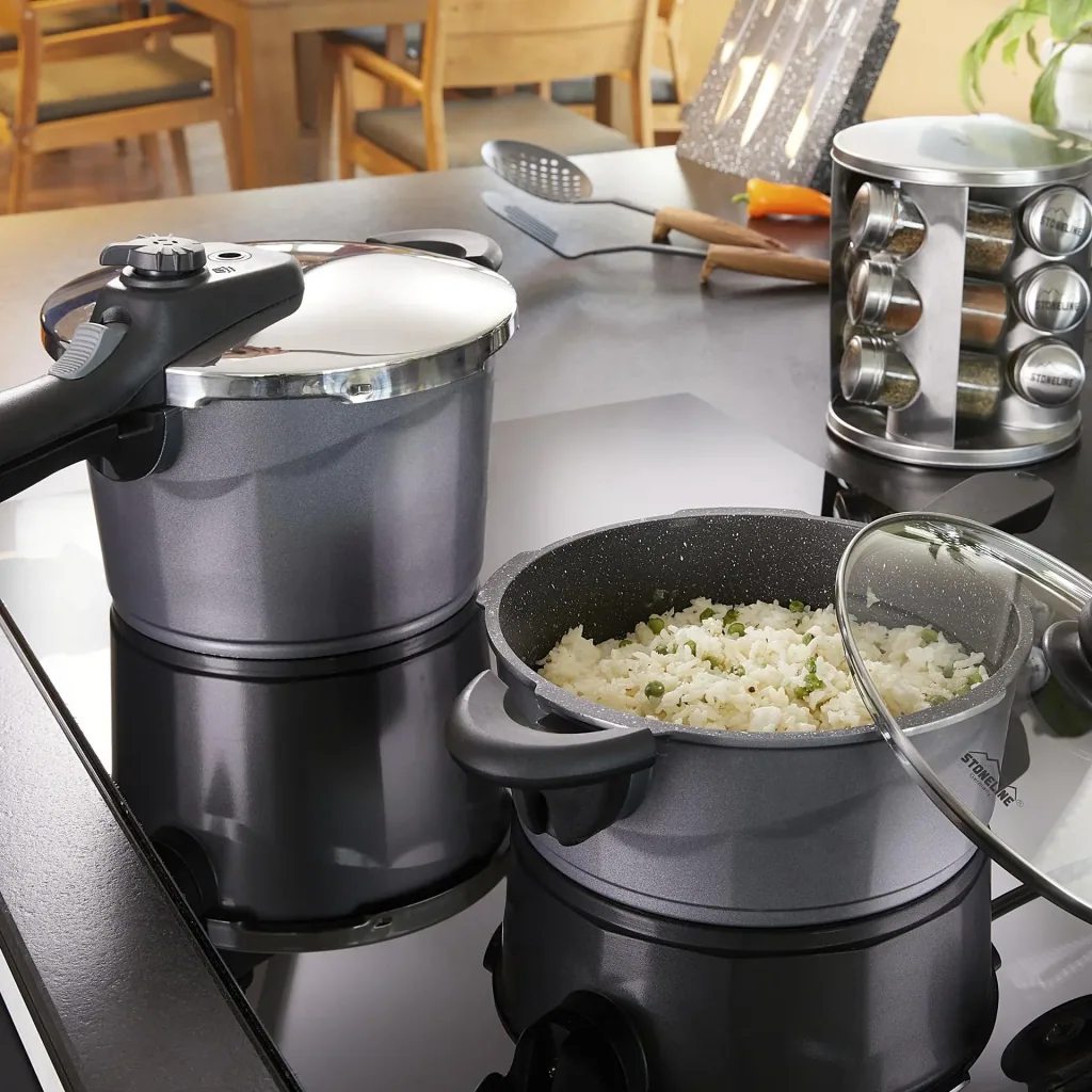 Aluguss Schnellkochtopf-Set 6 tlg. 5 Liter + 3 Liter