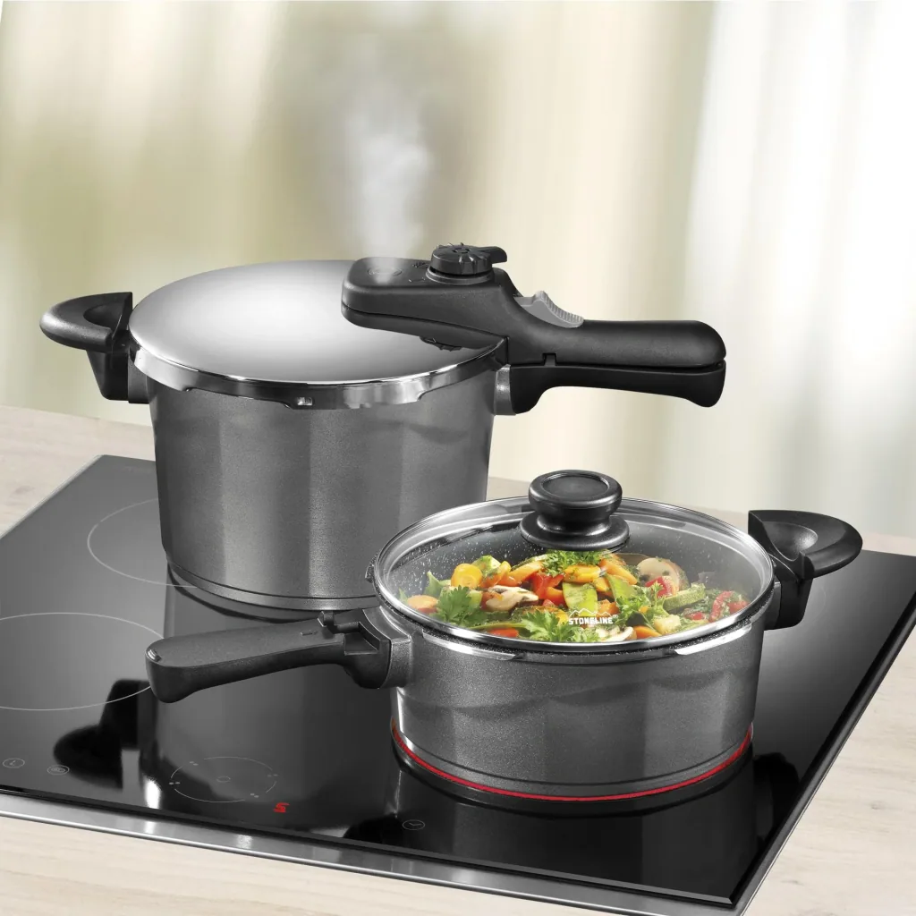 Aluguss Schnellkochtopf-Set 6 tlg. 5 Liter + 3 Liter