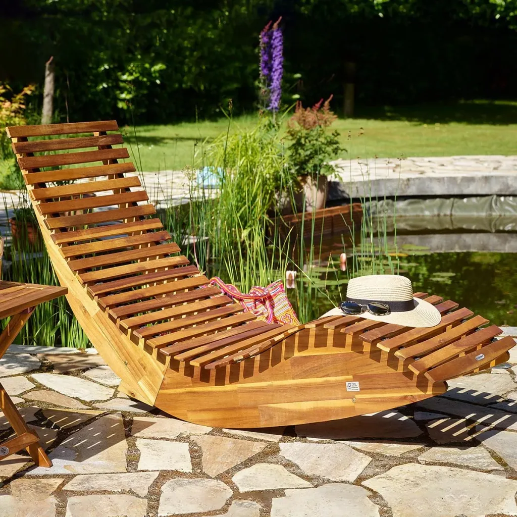 Ergonomischer Schaukelstuhl Akazienholz FSC zertifiziert - 2 Stück