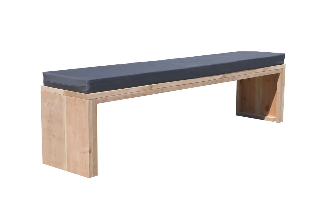 Gartenbank Douglas Holz 160 cm inkl. Wasser- und schmutzabweisendem Kissen Anthrazit