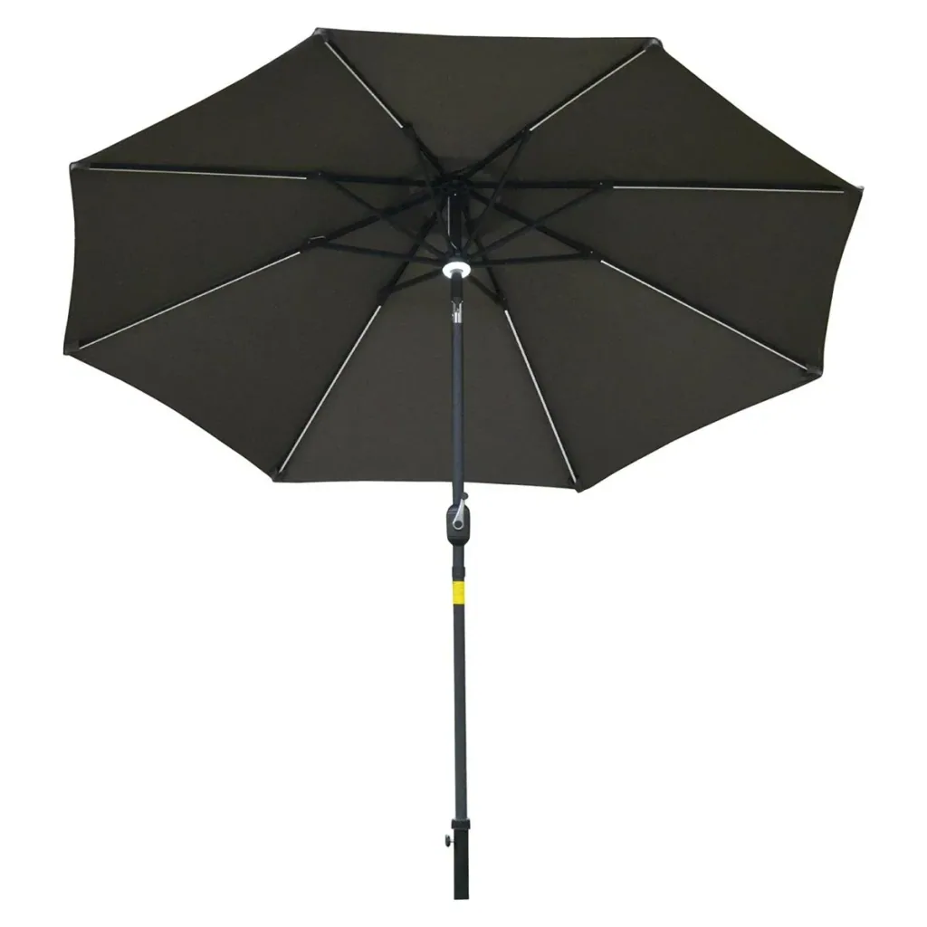Sonnenschirm im Freien Gartenschirm mit Solarbeleuchtung LED Sonnenschutz Stahl Aluminum Polyester Dunkelgrau Ø266 x 245