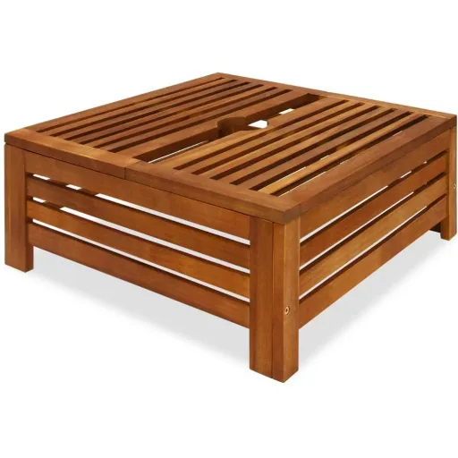 Sonnenschirmfußtisch, Gartentisch, Beistelltisch, Sonnenschirmfußabdeckung, Akazienholz 62x62x26cm