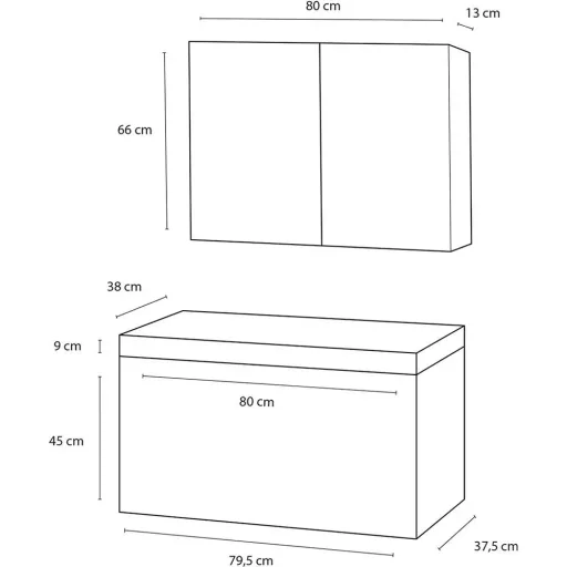 Shallow Badezimmermöbel 80cm - anthrazit