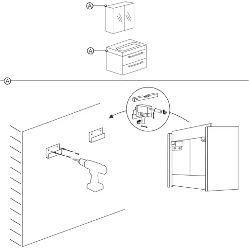 Shallow Badezimmermöbel 80cm - anthrazit