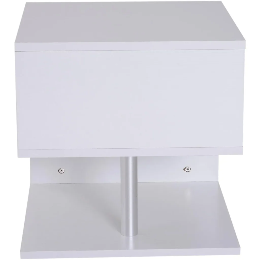 Beistelltisch Couchtisch Sofatisch 3 x Fach Spanplatte + Alulegierung Weiß 48 x 48 x 48 cm