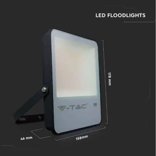 VT-52 LED-Flutlicht - 50 W - 6850 Lm - 4000K - schwarz - Extra effizient
