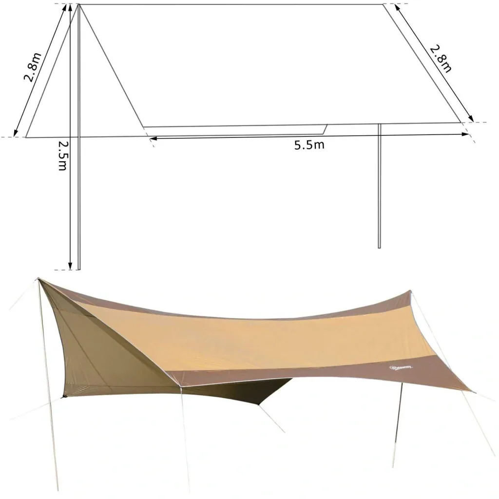 Sonnensegel Tarp Sonnenschutz Polyester Golden 550 x 560cm