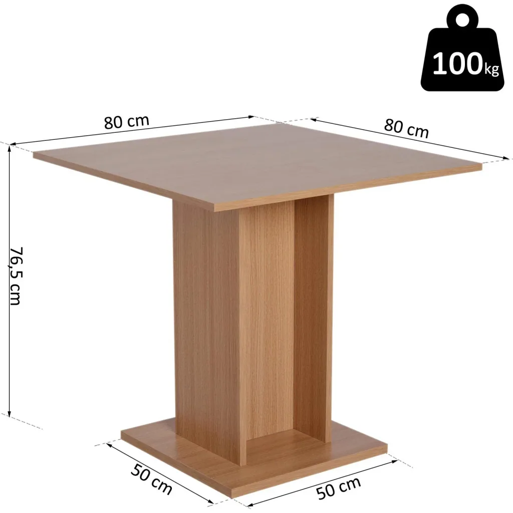 Esstisch Küchentisch Esszimmertisch Holztisch Bistrotisch rechteckig Holz Natur 80 × 80 × 76,5 cm