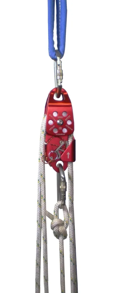 Doppelumlenkrolle aus Aluminium mit schwenkbarer Seitenabdeckung für 10 mm - 12 mm Seile