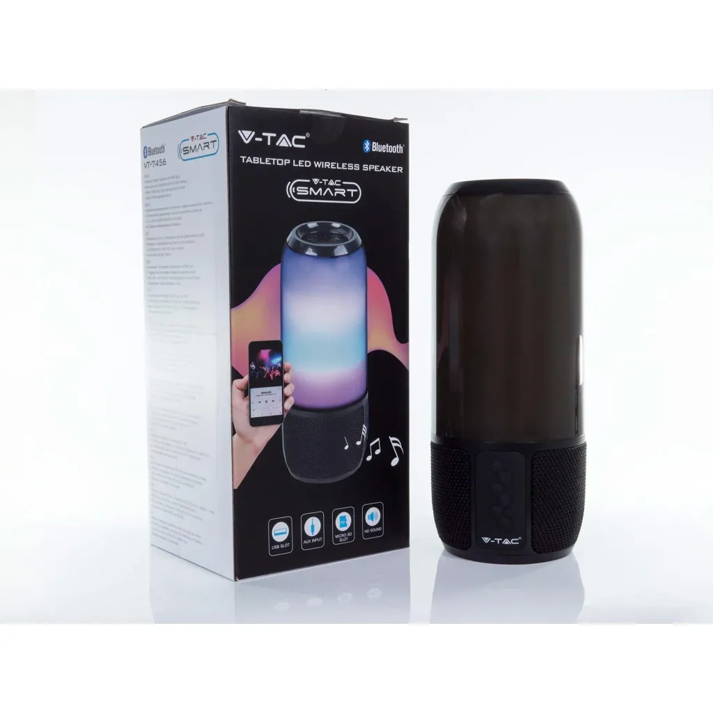 VT-7456 Bluetooth-Lautsprecher mit RGB-Beleuchtung - 2x 3Watt - schwarz