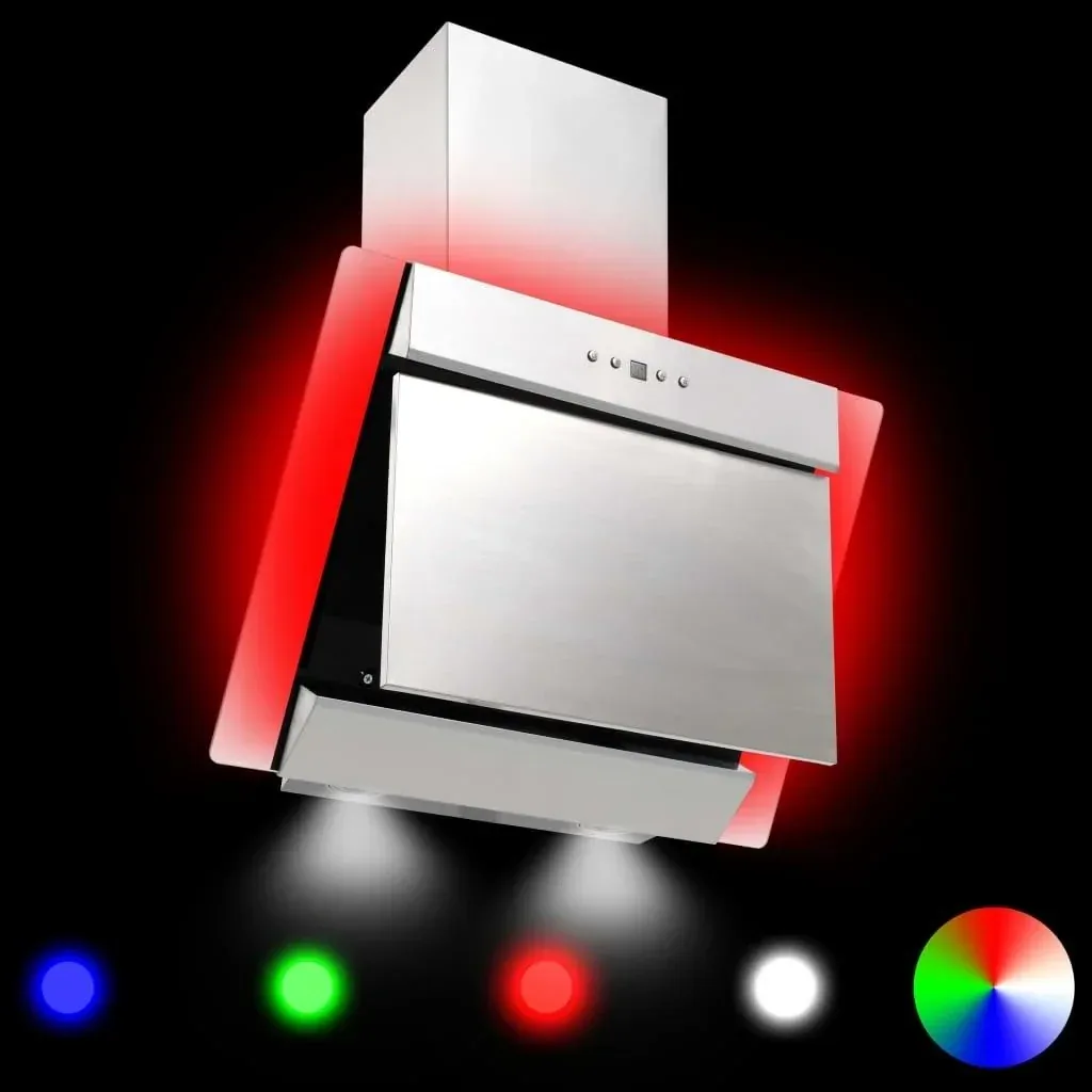 Dunstabzugshaube RGB-LED 60 cm aus Edelstahl und gehärtetem Glas
