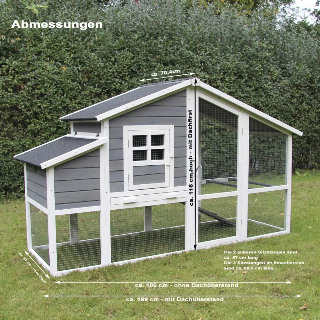 Hühnerstall Wilma, 199 x 70,4 x 116 cm
