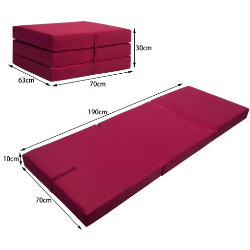 Matratze dunkelrot 190x70x10cm faltbar