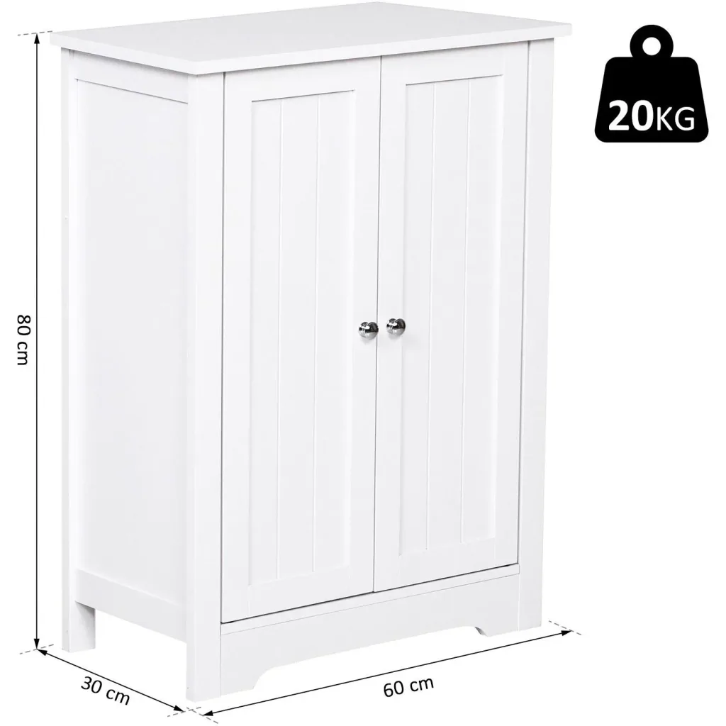Kommode Badezimmerschrank Badschrank Badregal Standschrank 3 verstellbare Regale Holz Weiß 60 x 30 x 80 cm