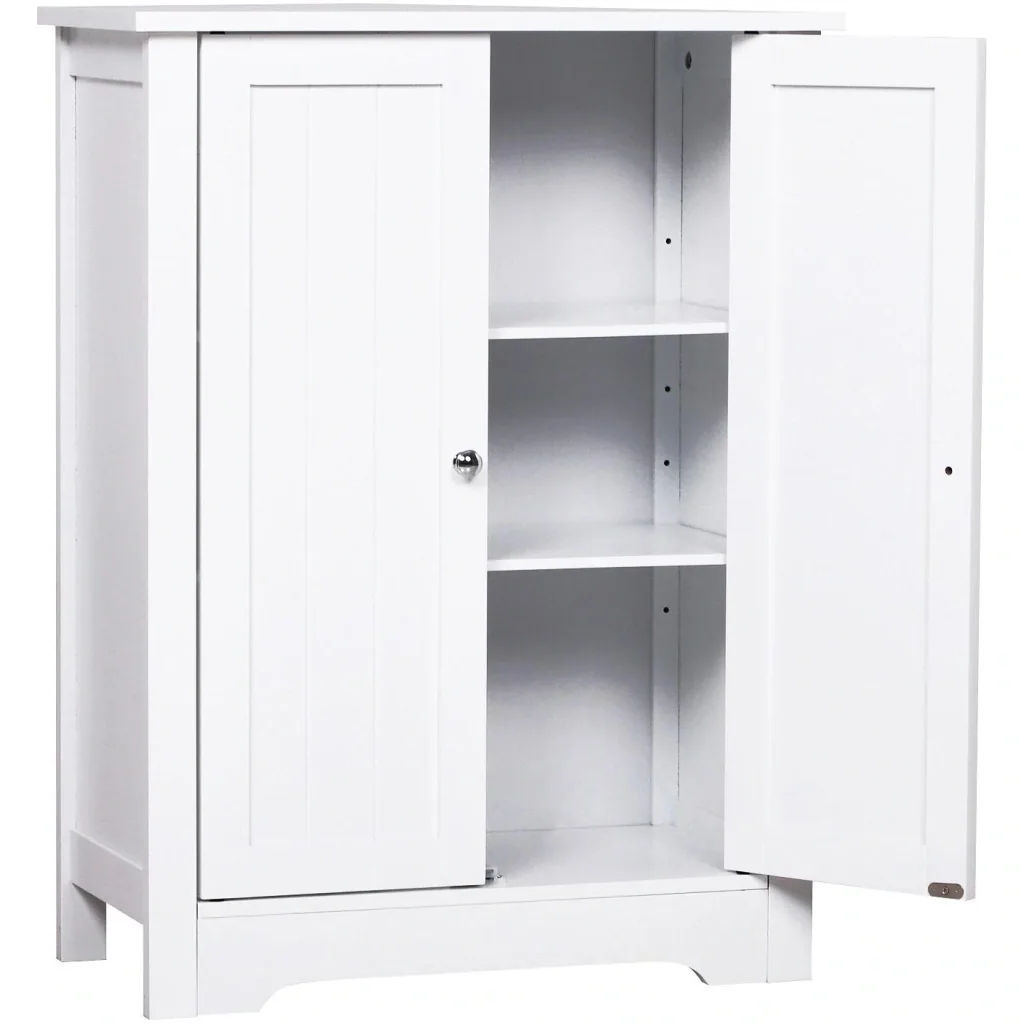 Kommode Badezimmerschrank Badschrank Badregal Standschrank 3 verstellbare Regale Holz Weiß 60 x 30 x 80 cm