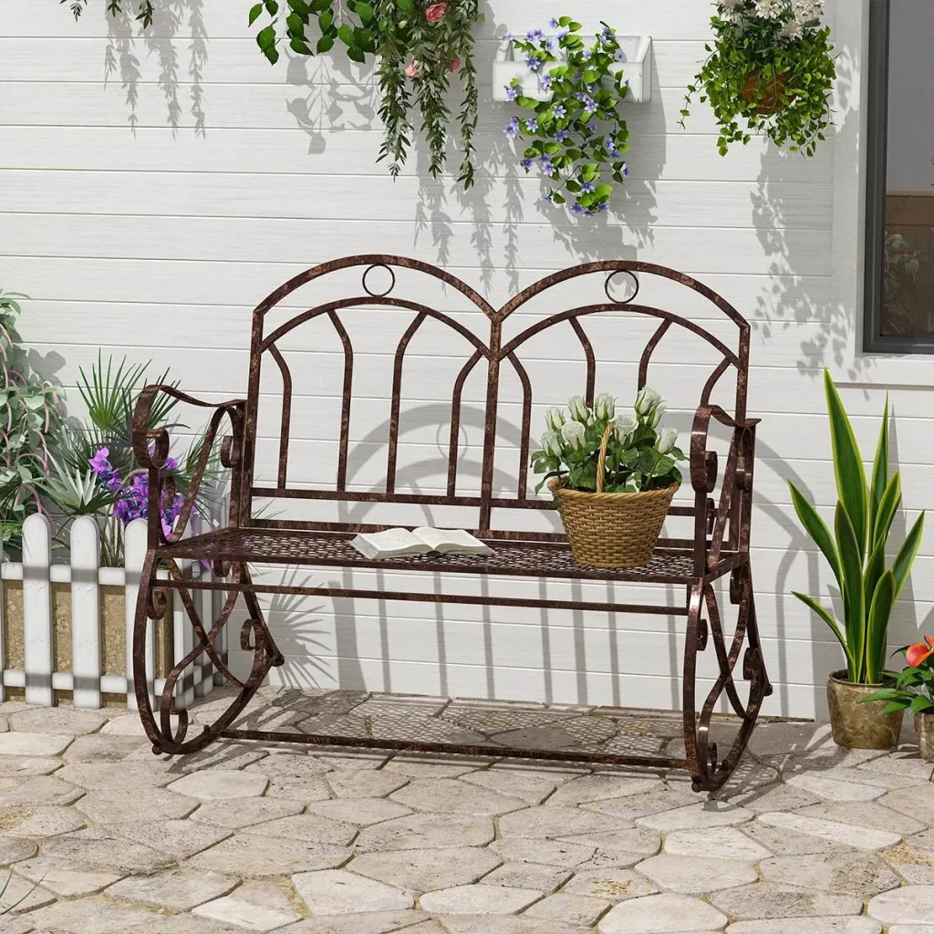 Gartenbank Schaukelbank Parkbank Sitzbank Bank 2-Sitzer Metall 104 x 75 x 95,5 cm