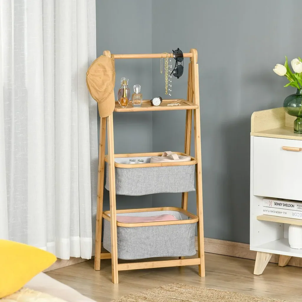 Standregal Bücherregal Bambusregal 3-stufiges Büroregal Lagerregal Aktenregal Küchenregal faltbar Perfekt für das Wohnzi