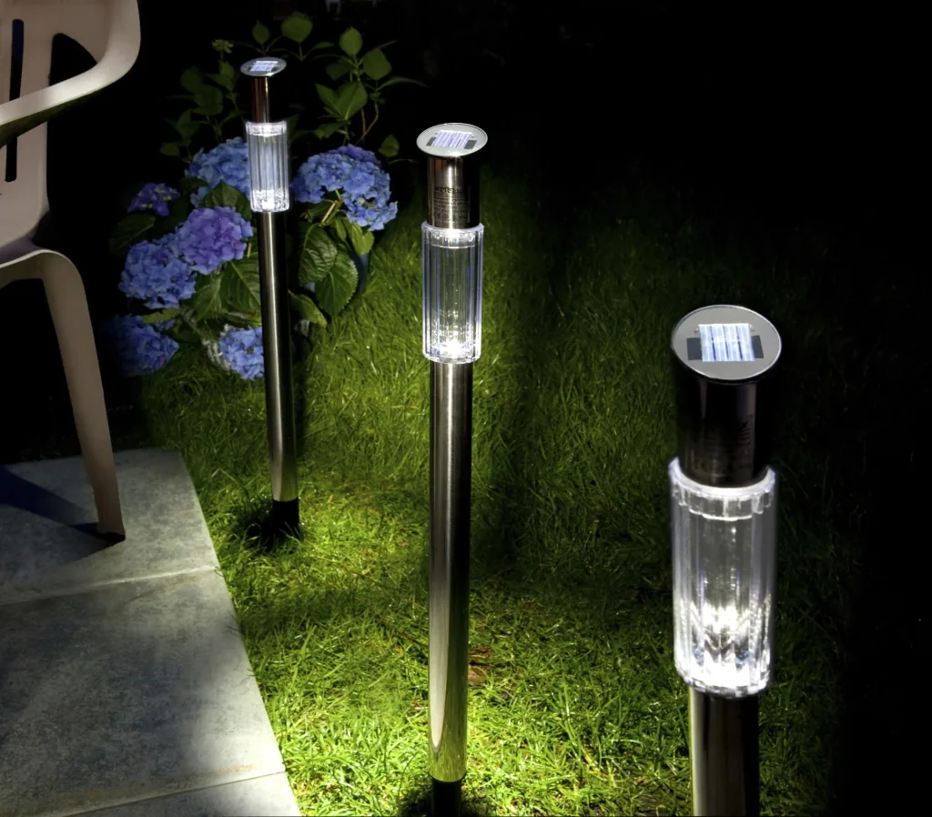 Solar-Gartenlampe, Edelstahl, 3er-Set