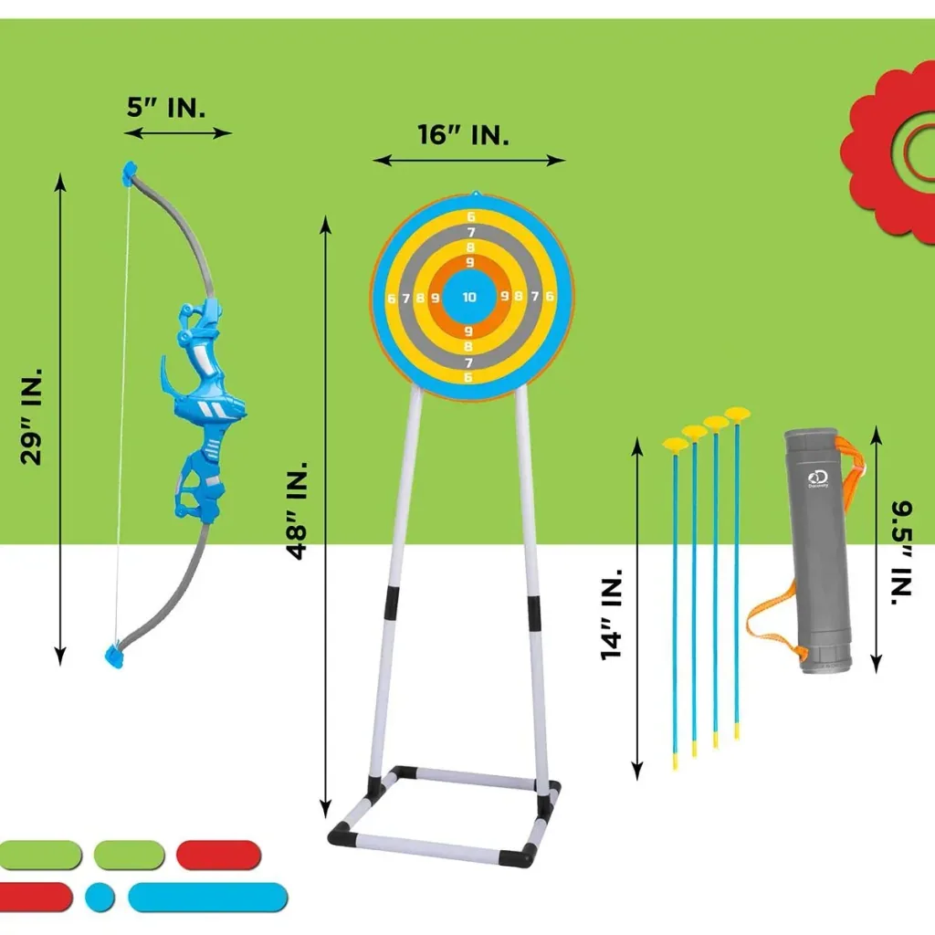 Discovery Kids Bullseye Bogenschießset mit LED-Licht zum Zielen - enthält 4 Pfeile und 1 Bogen - Köcher mit Riemen
