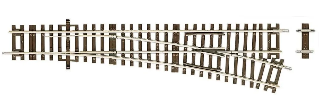 Weiche rechts Wr15 ohne Antrieb, Länge 230 mm (Standardlänge), Abzweigwinkel 15°