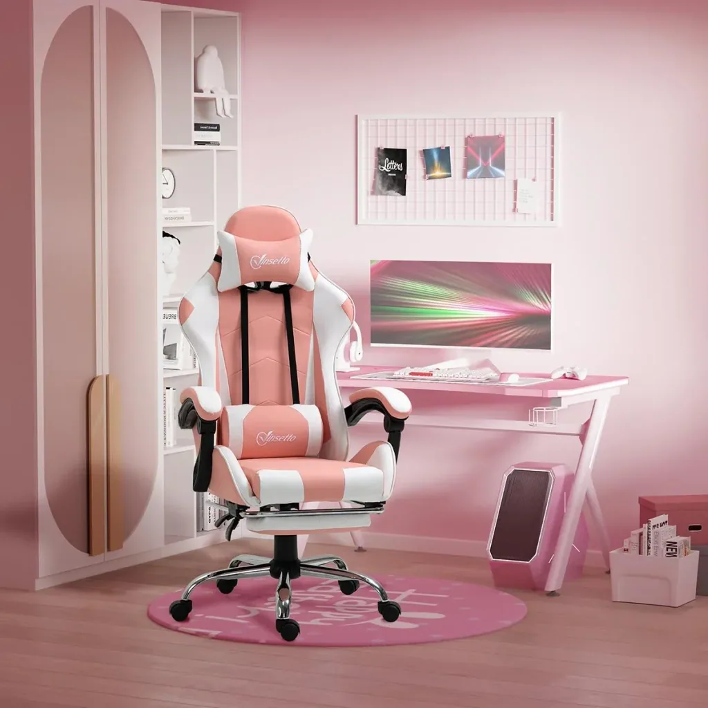 Gamingstuhl Computerstuhl Ergonomischer Bürostuhl Gamer Stuhl mit Kopfstütze Lendenkissen Bürostuhl höhenverstellbar 360