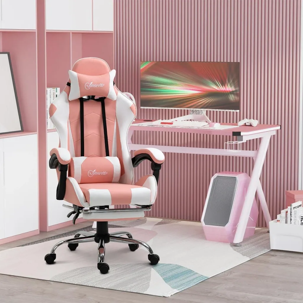 Gamingstuhl Computerstuhl Ergonomischer Bürostuhl Gamer Stuhl mit Kopfstütze Lendenkissen Bürostuhl höhenverstellbar 360