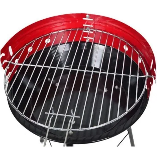 Vargan Holzkohlegrill Ø33 cm - Halb offen - Schwarz/Rot