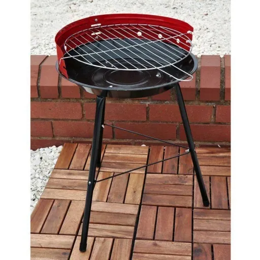 Vargan Holzkohlegrill Ø33 cm - Halb offen - Schwarz/Rot