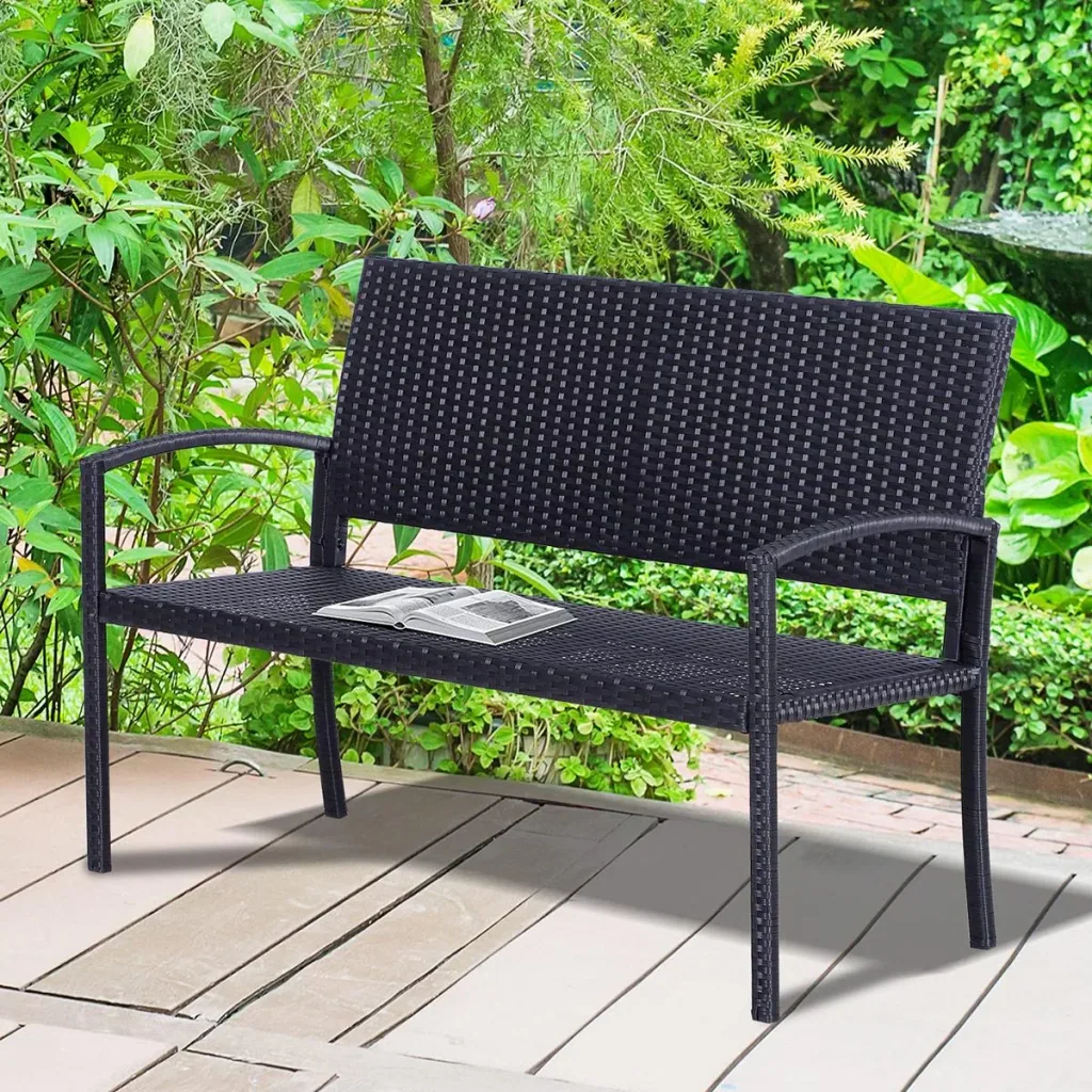Polyrattan Gartenbank schwarz